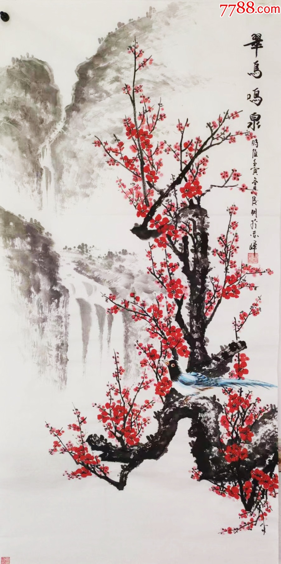 国家一级美术师手绘真迹！翠鸟鸣泉_山水国画原作_儒风雅韵【7788收藏__收藏热线】