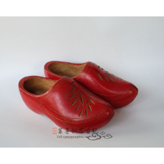 日本纯手工红漆木履木屐木鞋40码实木木头靴子四季木拖鞋