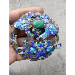 清代狮子头兽面银帽饰