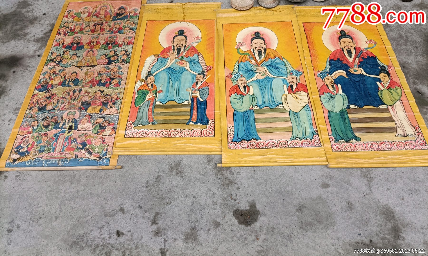 七八十年代手绘布画神仙图四张_其他宗教藏品_古泾收藏【7788收藏__收藏热线】