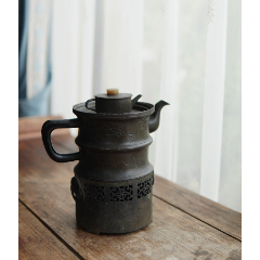 雲生茂戚號造 古錫 六角 茶壷 茶筒 茶入 茶道具 中国 唐物