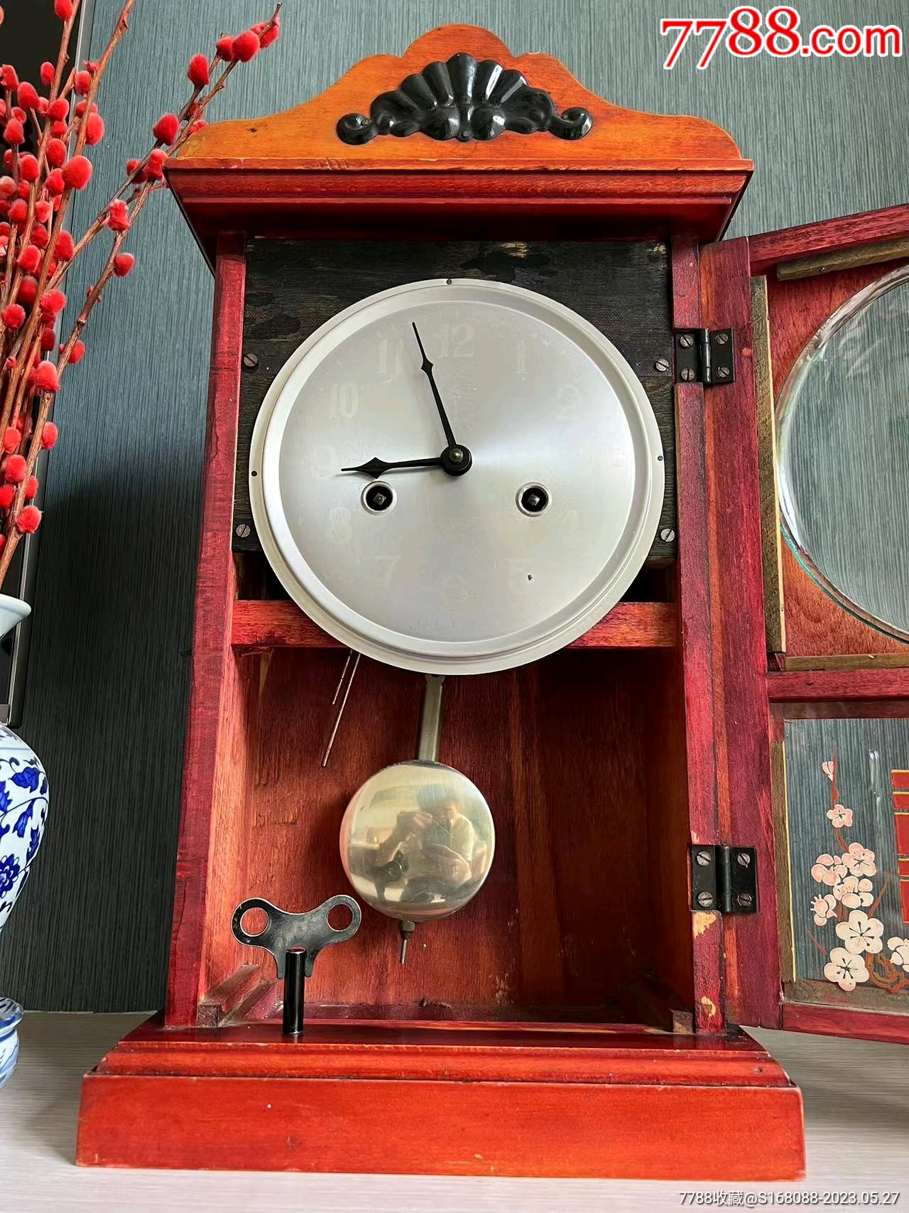 文*时期七八十年代怀旧古董老物件中国烟台北极星牌机械上弦老式座钟古董钟表老座钟_座钟/落地钟_图片欣赏_收藏价值_7788明信片收藏