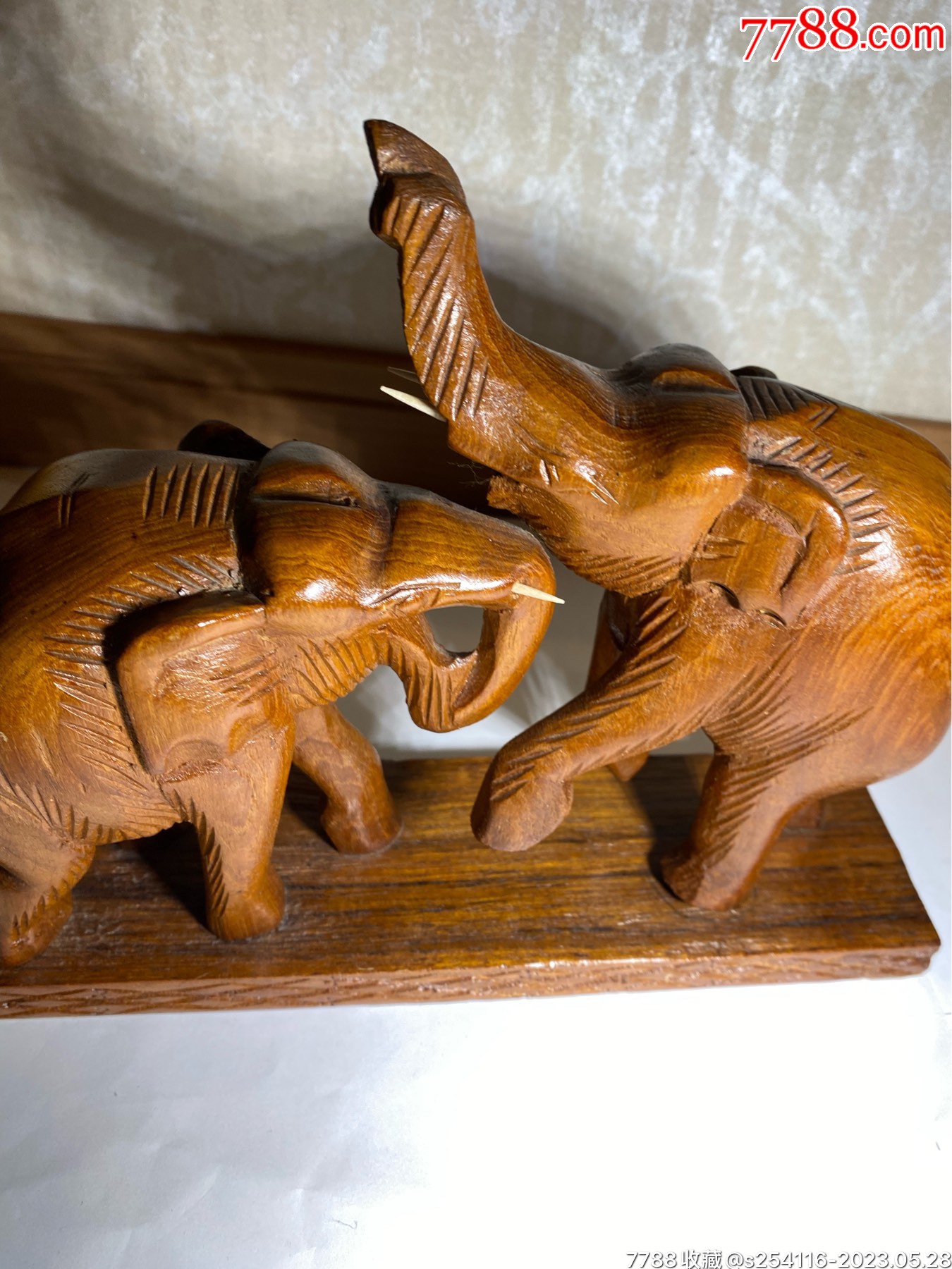 7788人民币收藏>首页>零售>其他根雕/木雕>日本回流木雕一对大象6*