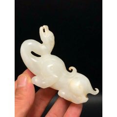 和田玉貔貅瑞兽只进不出手把件摆件古玉老玉收藏_和田玉_珍品阁古玉