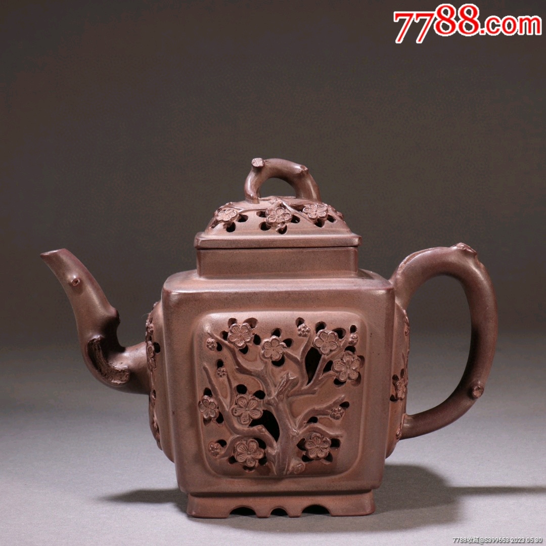 中国四大名陶之 ／ 蓮水紫陶 花鳥柄 茶色 紫陶棗 中国四大名陶之 ／ 蓮水紫陶 花鳥柄 茶色 紫陶棗の通販 by