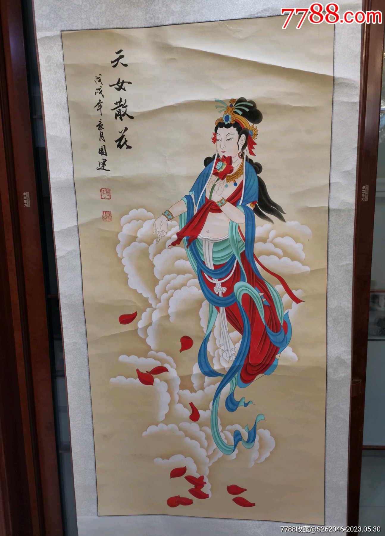 天女散花図 掛軸 168×65cm 天女散花図 掛軸 168×65cm 【公式通販】