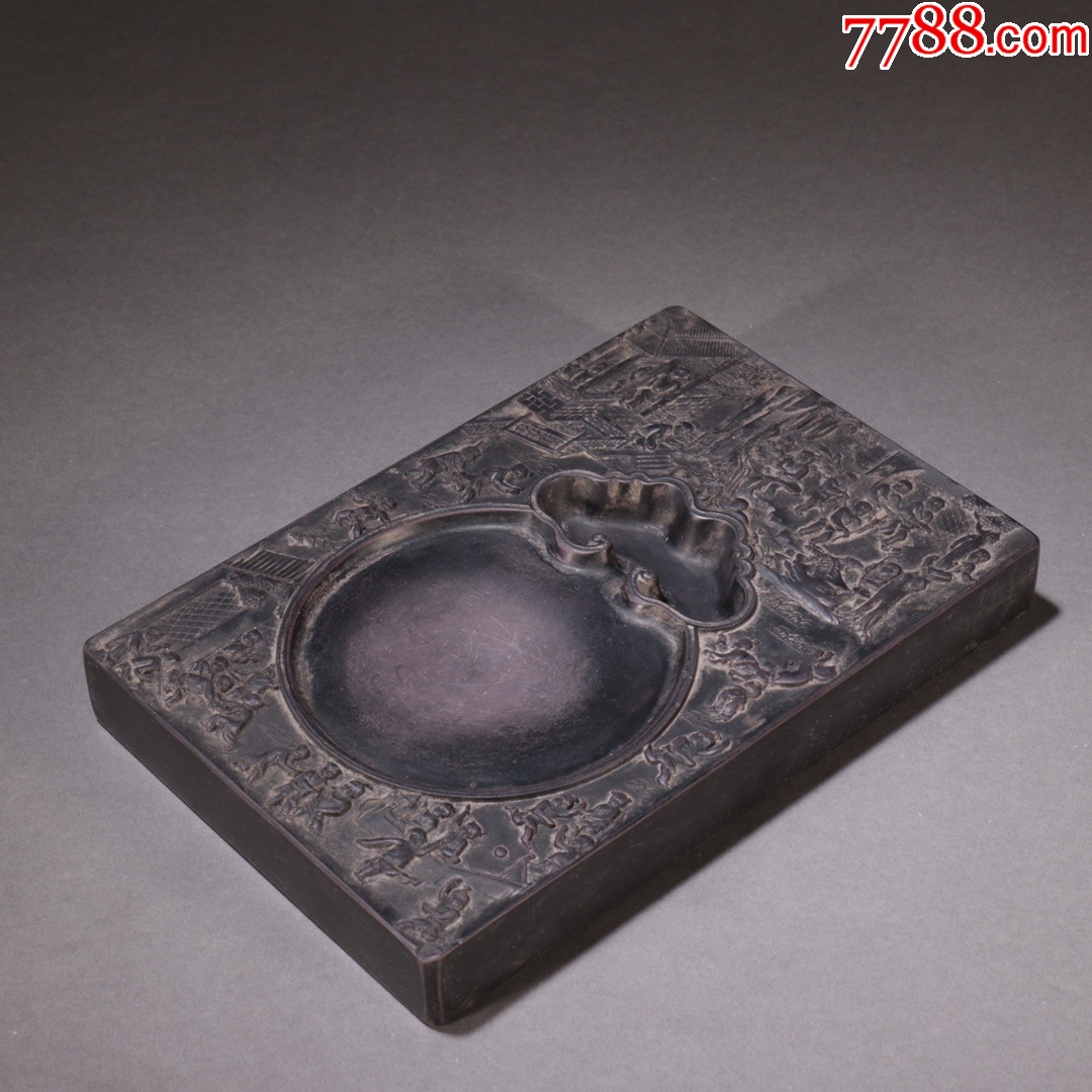 清代郭尚先款老坑端石百子图砚台-价格:4800元-se94338515-端砚-零售-7788收藏__收藏热线