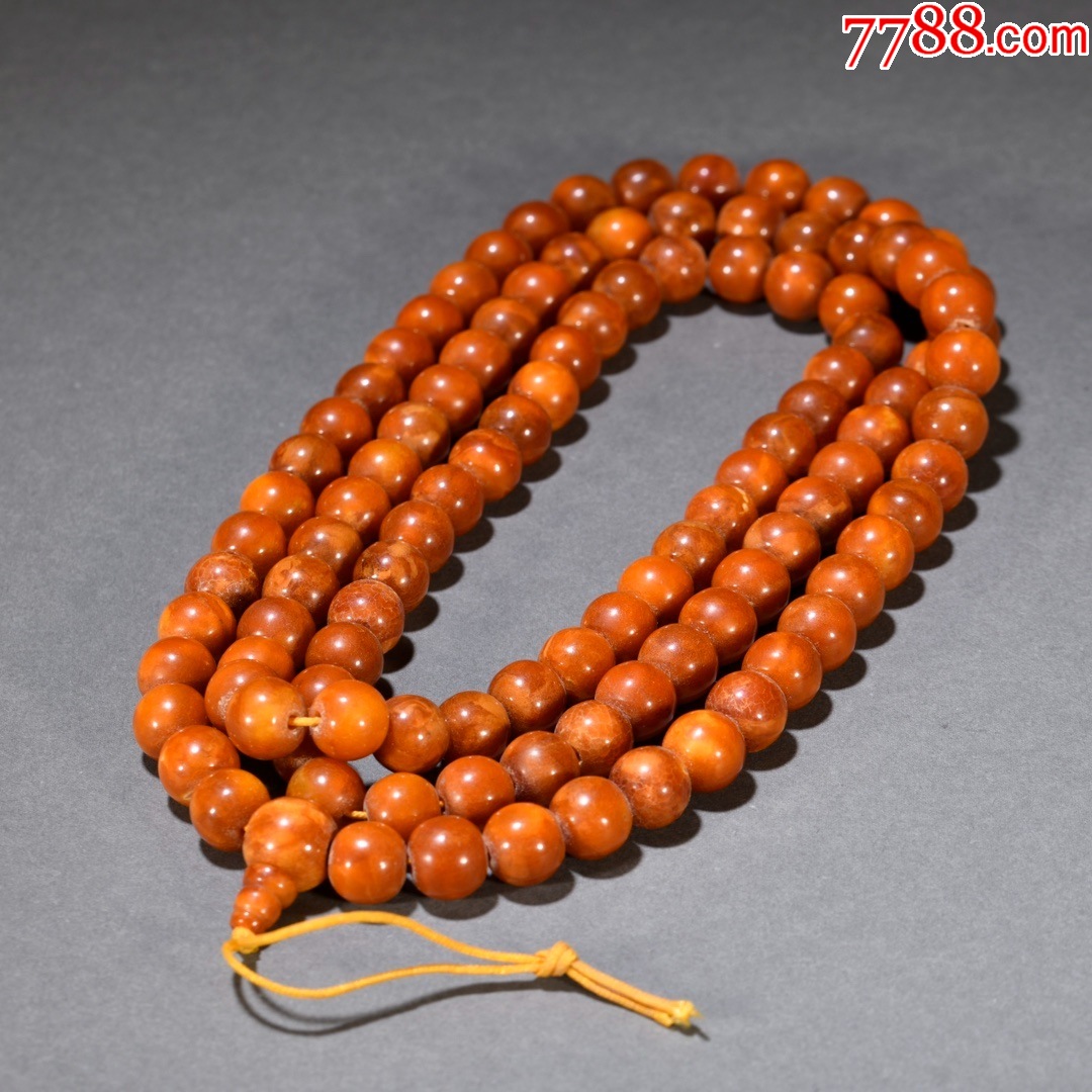 欧洲回流冰裂纹老蜜蜡圆珠108颗佛珠