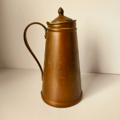 19世纪西洋古董铜器紫铜保温水壶保温杯民俗老物件搪瓷内胆咖啡壶