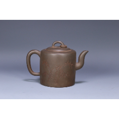 欧洲回流,名家"王寅春"款竹纹紫砂壶