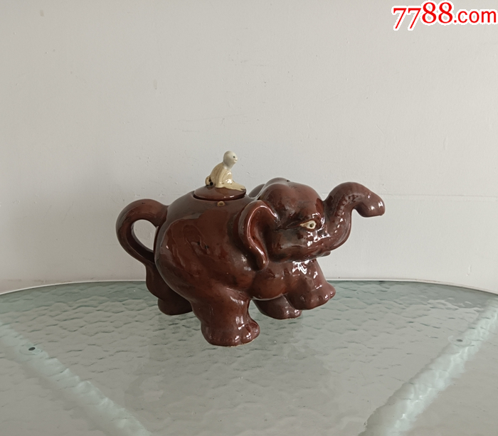 独特少见的六十年代大象酱釉瓷壶-酱釉瓷/紫金釉-7788旧书网
