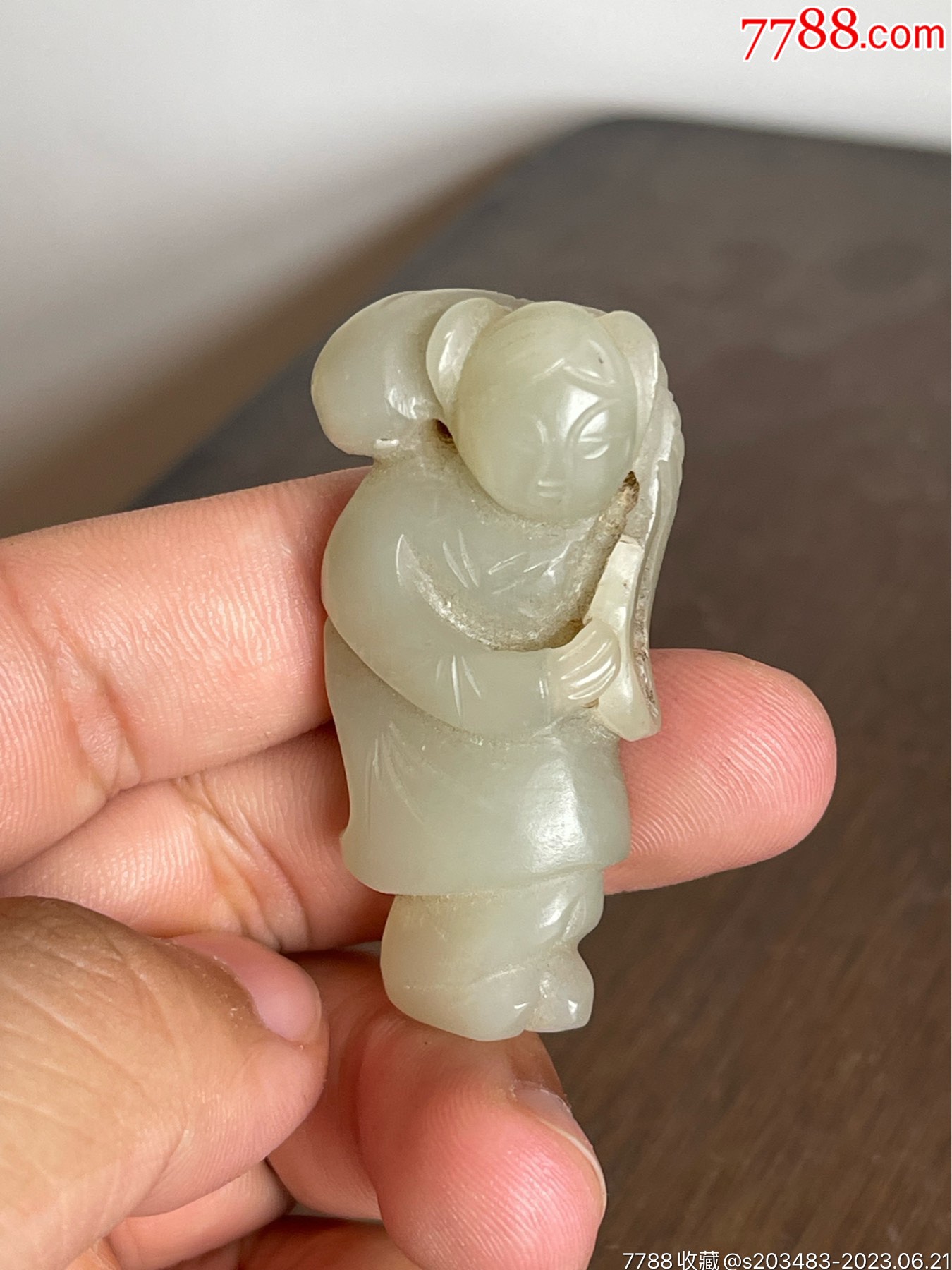 和田玉童子青白玉童子玉石童子和田玉挂件和田玉雕刻件和田玉手把件_