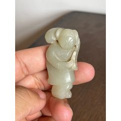 和田玉童子青白玉童子玉石童子和田玉挂件和田玉雕刻件和田玉手把件_
