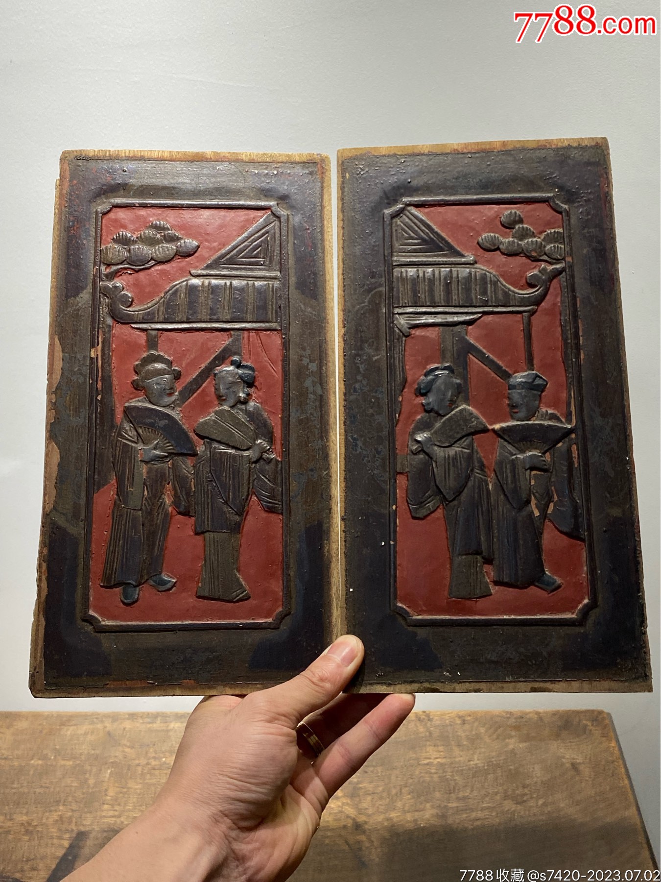 特价,清代精美木雕,才子佳人-价格:128元-se94829844-木雕花板-零售-7788收藏__收藏热线