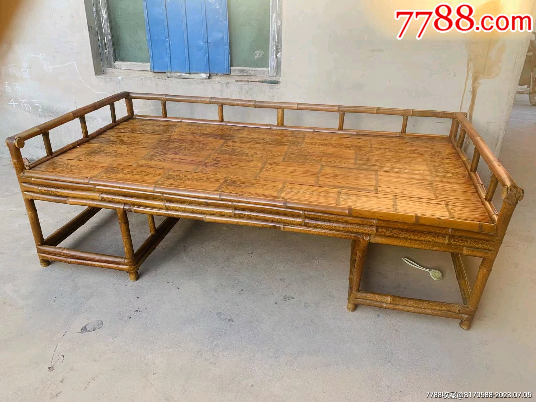 清代班竹老床200/100/50，护蓝65完好牢固包浆自然，班点美观乘凉佳器_木床/木榻_民俗老货老家具【7788收藏__收藏热线】
