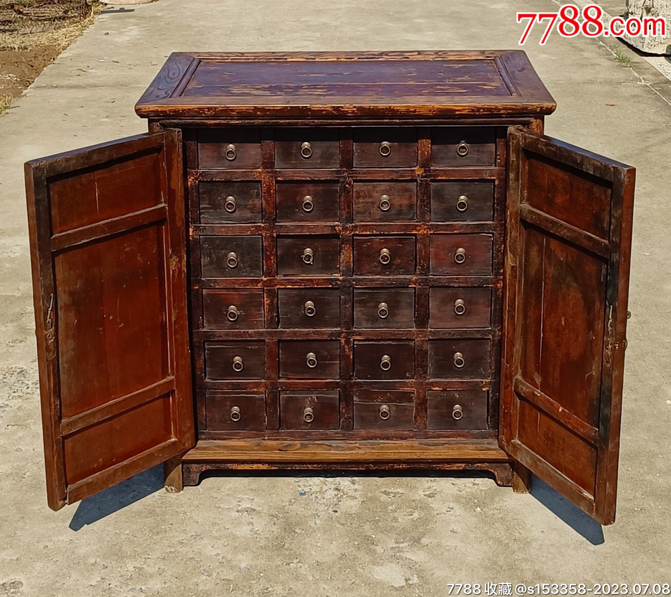 明代里批灰双开门药柜,-价格:6800元-se94929741-木柜/木橱-零售-7788收藏__收藏热线