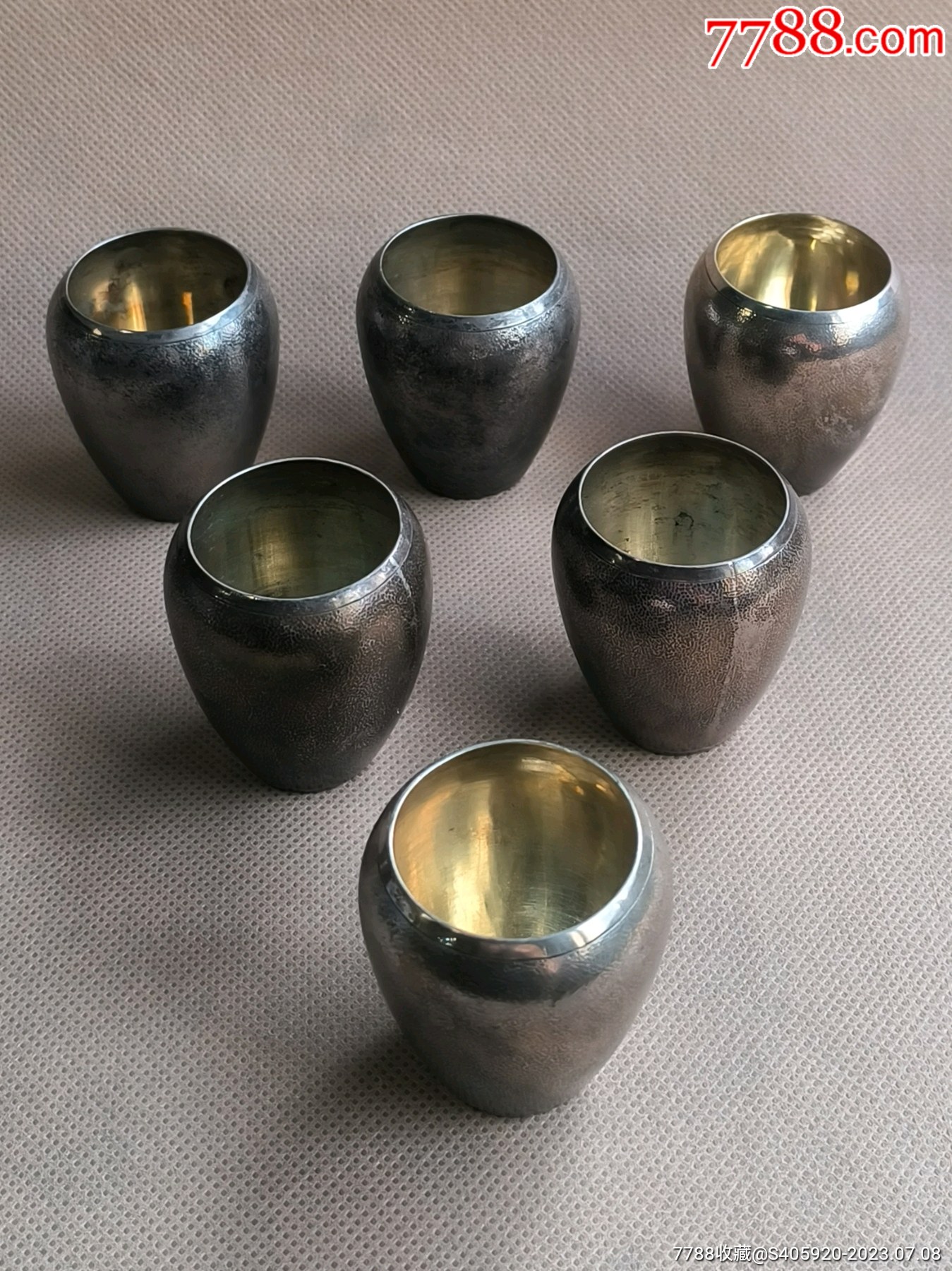 一套六个清末民初酒坛款纯银酒杯纯银杯子-价格:6600元-se94931444