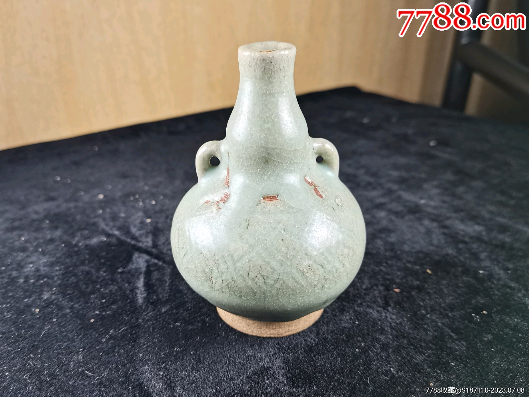 明代龙泉窑暗刻葫芦形水盂-青白瓷/影青瓷-7788红宝书