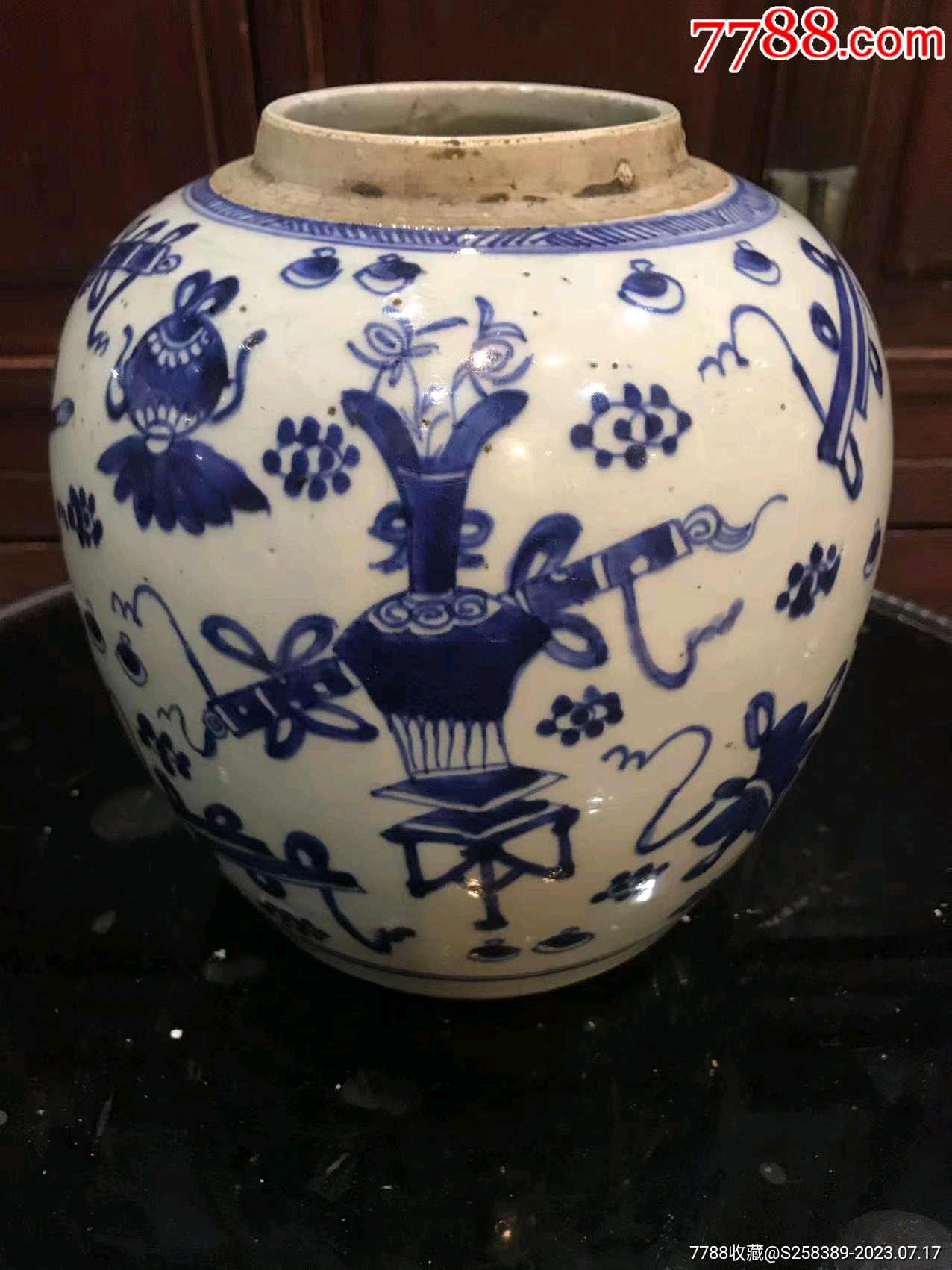 清代康熙博古纹罐子-价格:3500元-se95092734-青花瓷-零售-7788收藏__收藏热线