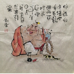 水墨钟馗-人物国画原作-7788红宝书