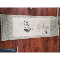 一副手绘的布画!河北画卷!尺寸163×60公分!装裱好了的!自然旧!