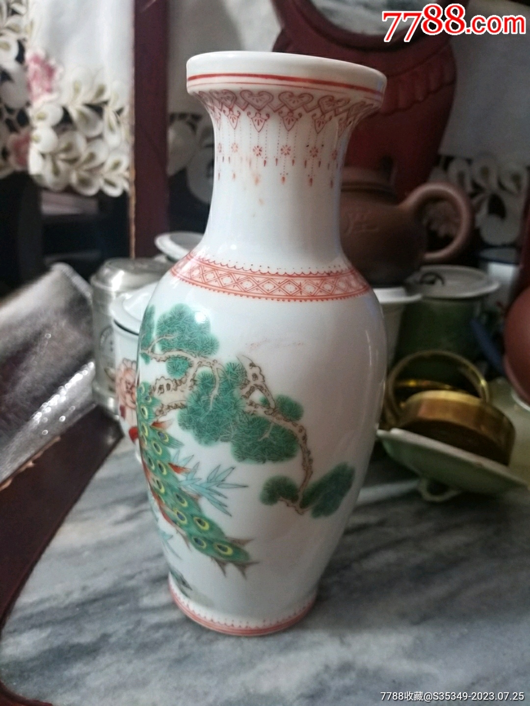 景德鎮(zhèn)手繪孔雀瓷花瓶，上海友誼商店新大樓開(kāi)張_價(jià)格380元_第2張_7788收藏__收藏?zé)峋€