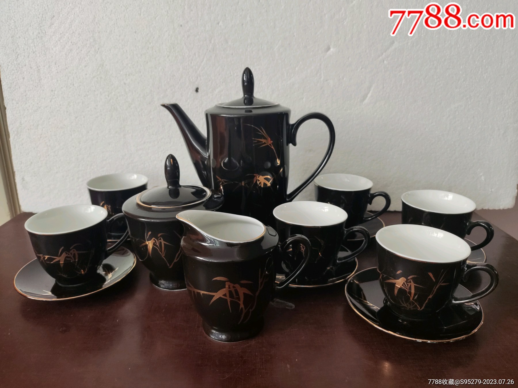 80年代博山茶具黑釉描金竹子老茶具_价格268元_第1张_7788收藏__收藏热线