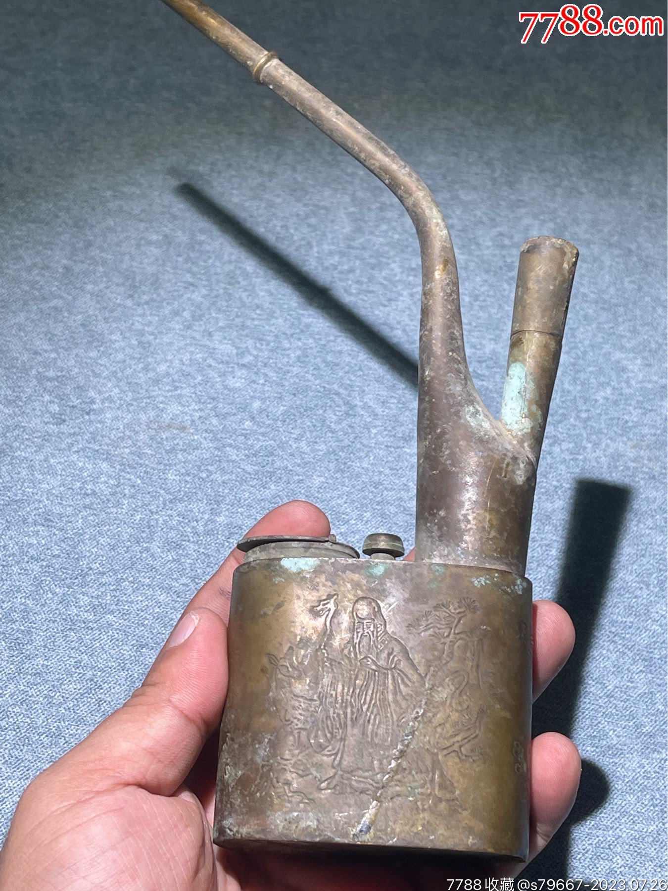 銅器 煙袋 竜紋煙管 水煙袋 水煙壺 煙袋鍋 工芸品美術品 こげ 置物