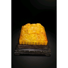吉田】寿山石田黄石「松下問童子」63×71×43mm223g印材4871 回流