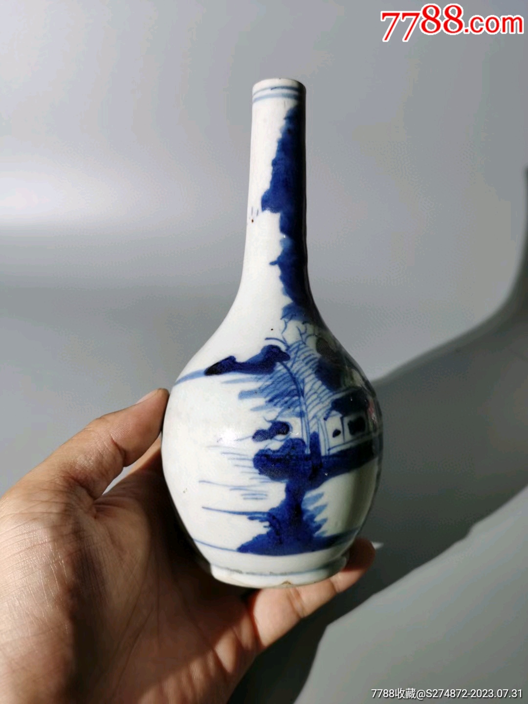 清代青花长颈瓶-青花瓷-7788红宝书