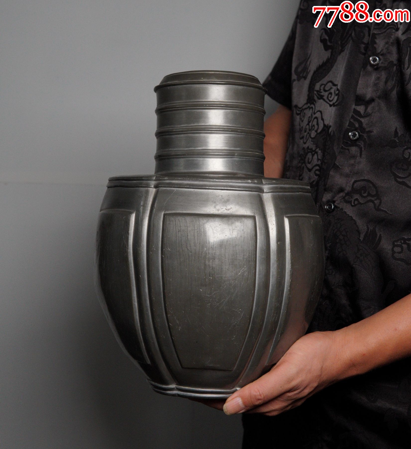 民国六面开窗老锡罐锡茶叶罐老茶罐茶器具_锡壶/锡器_岁寒堂