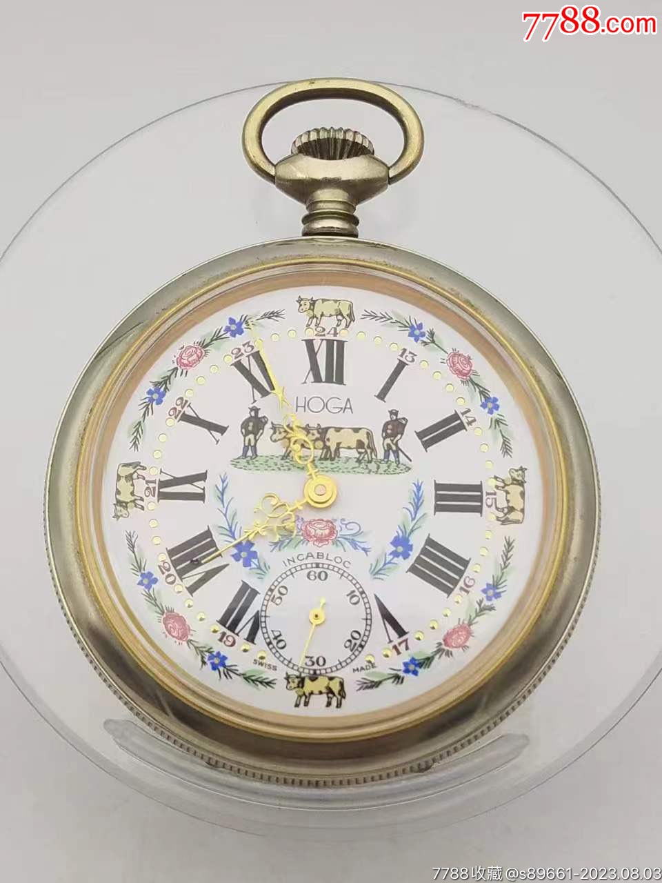彩盘瑞士HOGA皇爵奶牛牧场开面古董怀表_怀表/挂表_收藏知识_收藏价值_7788幻灯片收藏