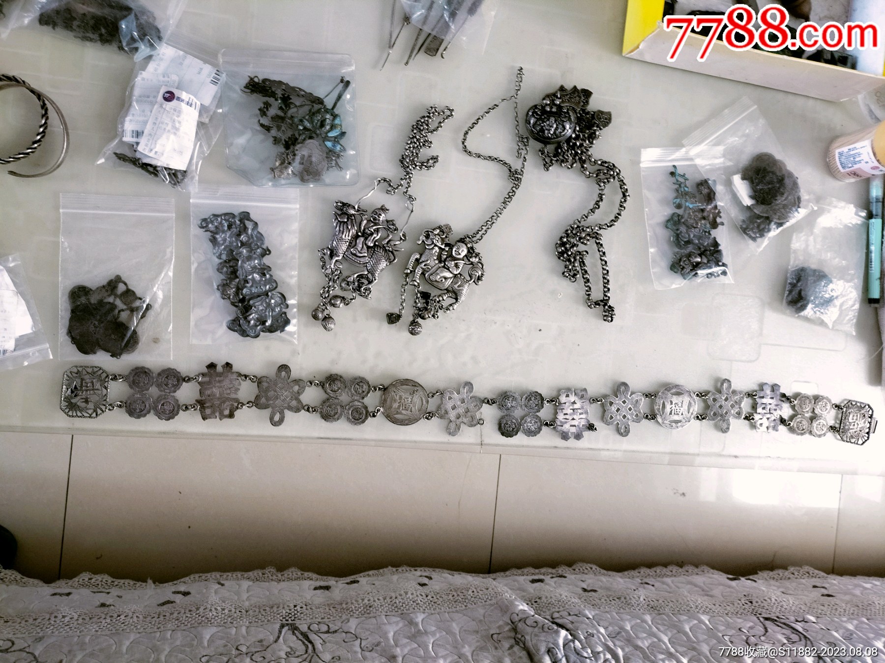 清代银腰带工艺一流婚嫁陪嫁喜子恒和款-其他银器-7788纪念币