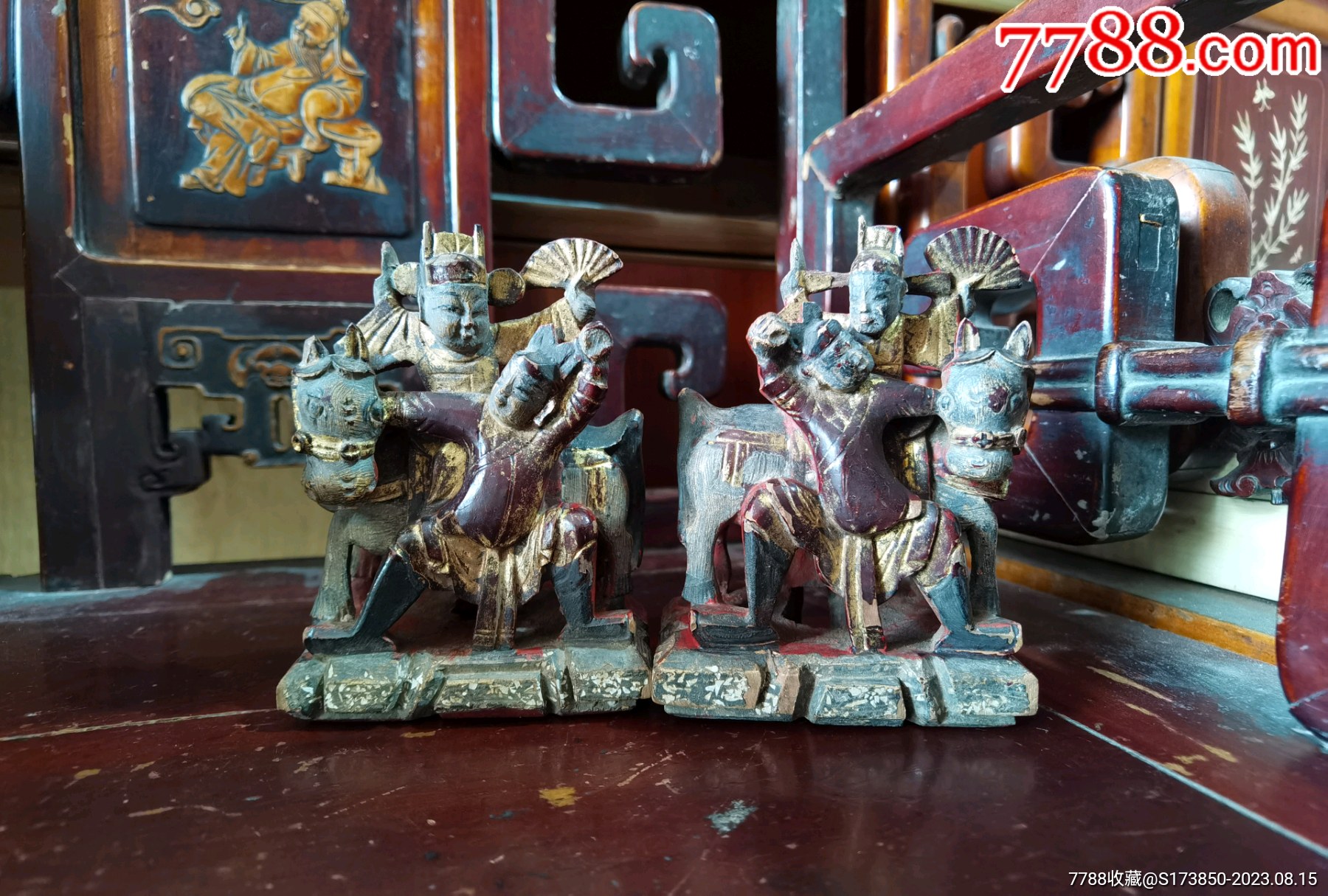 清代木雕人物一对-价格:600元-se95625139-木雕花板-零售-7788收藏__收藏热线