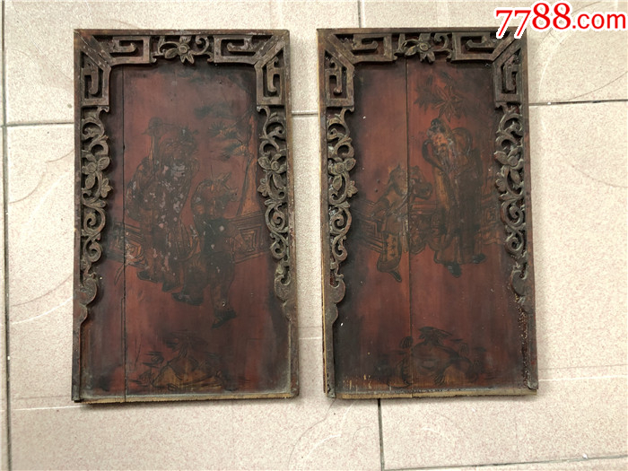 清代画工精美人物画板一对_木雕花板_去山区收垃圾【7788收藏__收藏热线】
