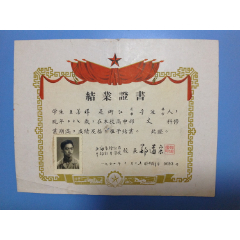 1964年上海市徐汇区干部红专学校结业证书--过期失效仅做收藏用途