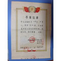 1956年上海市徐汇中学高中部毕业证书--过期失效仅做收藏用途