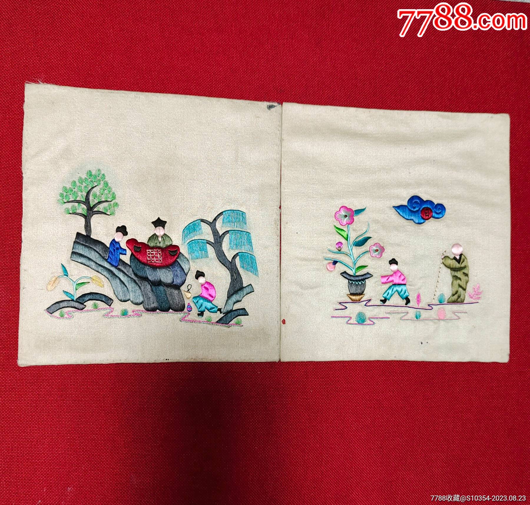 人物刺绣枕头顶一对-价格:880元-se95788486-枕套/枕巾/枕顶-零售-7788收藏__收藏热线