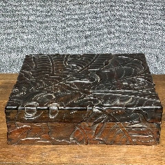 LT-12204 古珍木 唐物 古美術 中国・清時代 百寶箱 高さ33.4cm 黄花梨木製銅鈕宝飾箱 古賞物 文房置物 木器 逸品 時代物