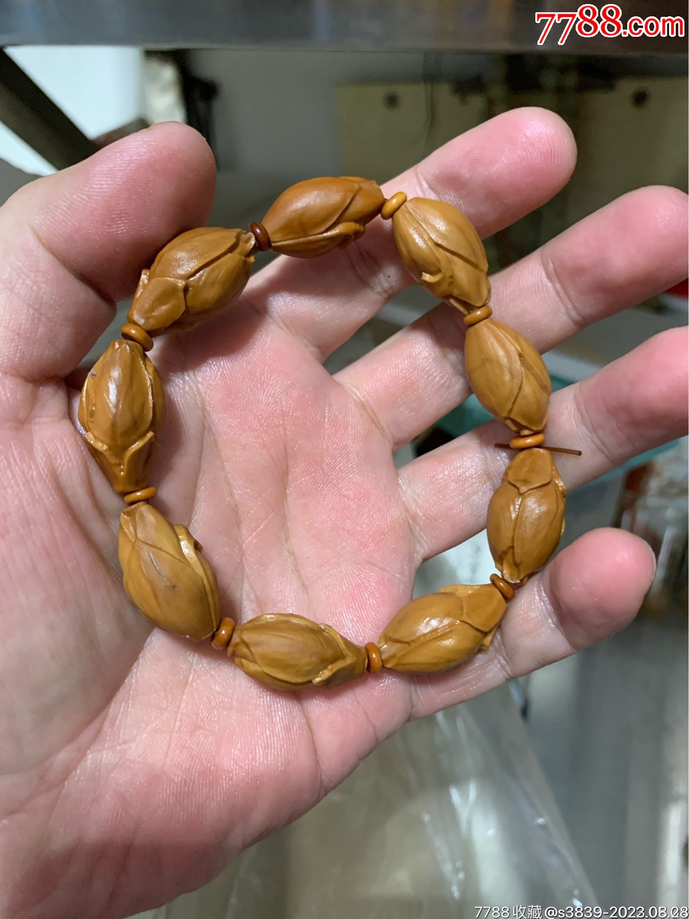 橄榄核雕～玉兰花手串-橄榄核雕-7788红宝书