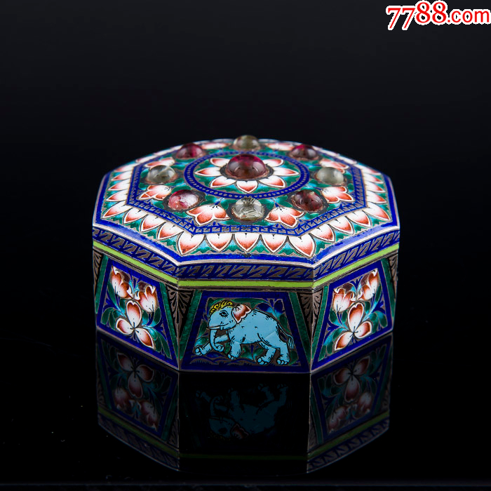 美美哒925纯银满工珐琅彩动物图案首饰盒西洋古董银器_其他银器_