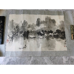 徐悲鸿《漓江春雨图》木版水印（缩本）、_山水国画原作_作品欣赏