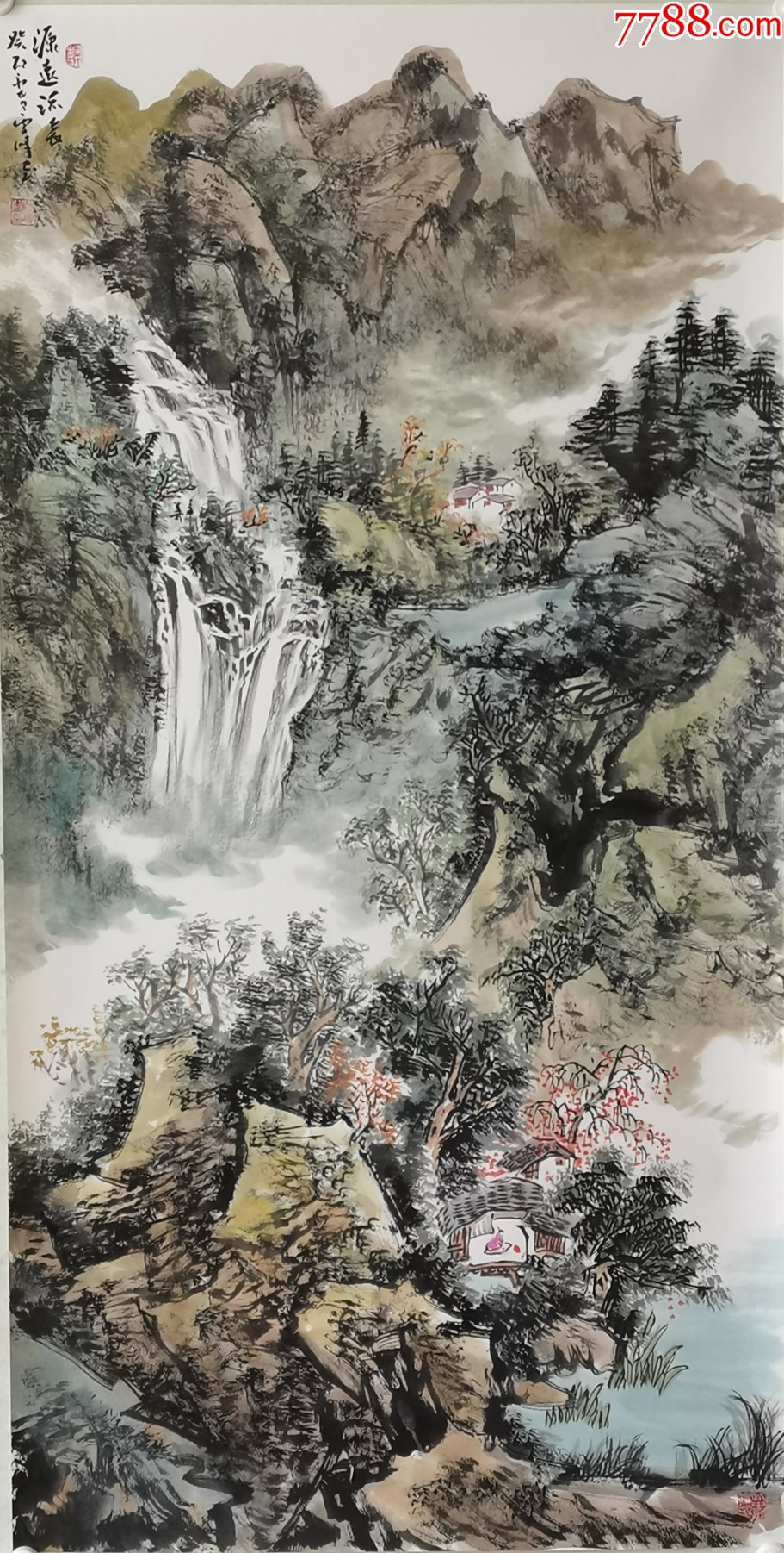 苏州市美术家协会会员陆雪峰手绘！源远流长_山水国画原作_儒风雅韵【7788收藏__收藏热线】
