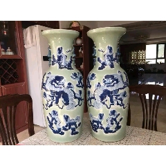 清代喜字青花双耳花瓶一对，老货保真_青花瓷_图片价格_收藏鉴定_7788钱币网