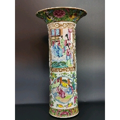 清中期大号广彩花觚_旧瓷器_秋楠古玩【7788铜器收藏】