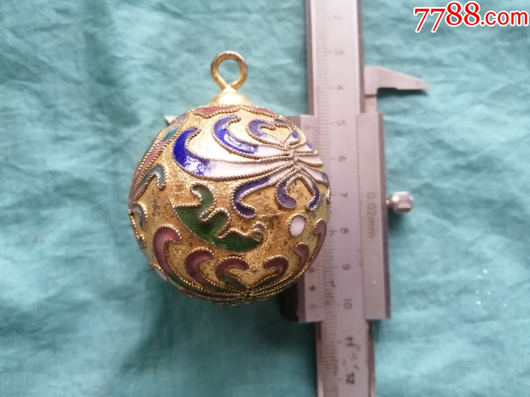 七八十年代出口创汇铜胎掐丝珐琅彩彩球（4）_其他景泰蓝/珐琅_知足常乐