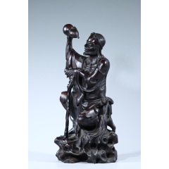 清代紫檀木雕铁拐李人物造像-木佛像/人像-7788红宝书