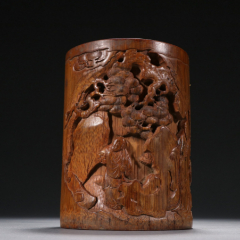 旧藏海南黄花梨树瘤随形笔筒-笔筒-7788红宝书