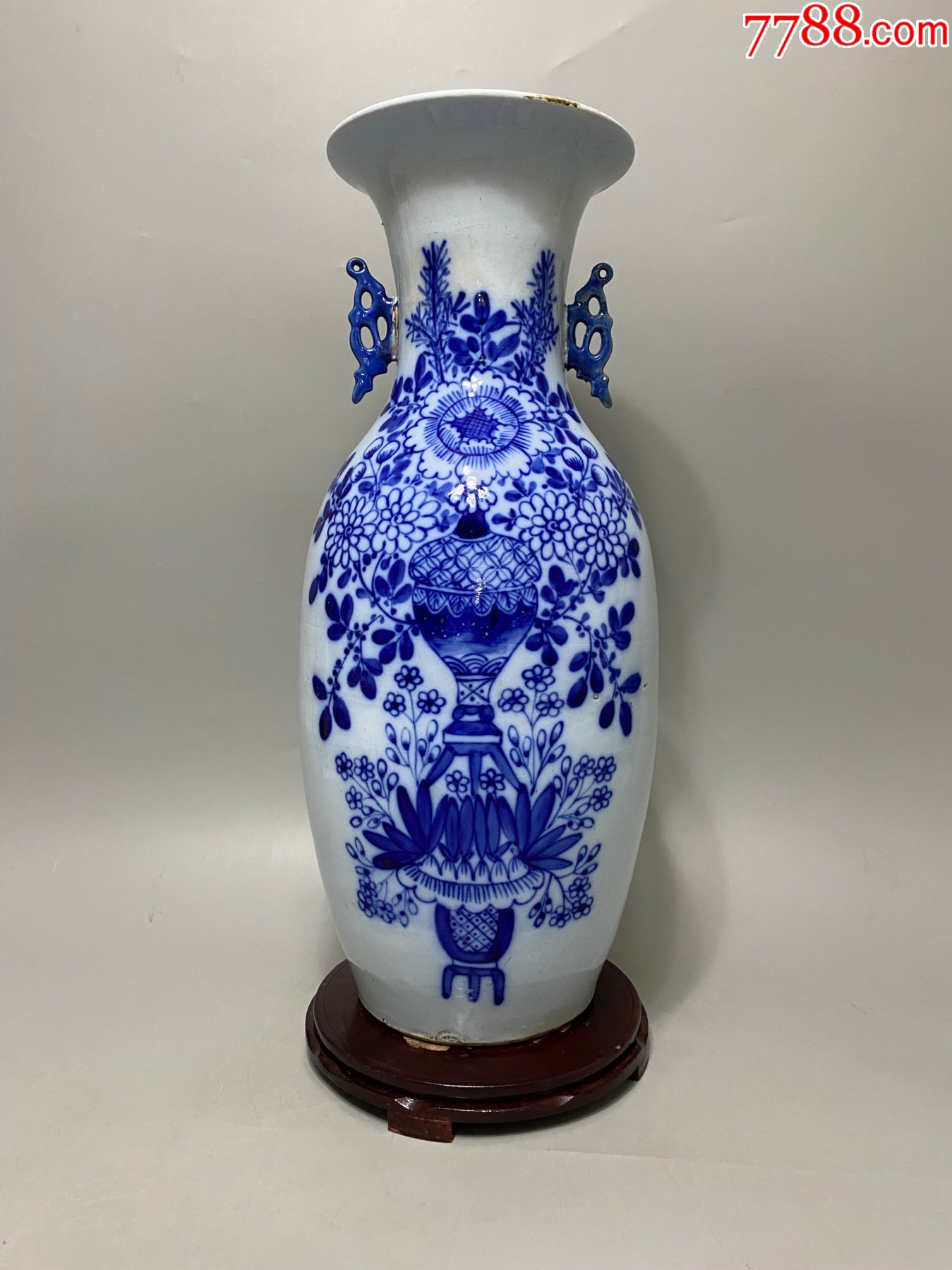 清代北方青花三百件博古大瓶一只,画工精美。粘耳三包快递安全到手。_青花瓷_诚信通天下【7788收藏__收藏热线】