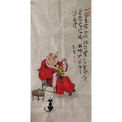 青崖 钟馗 水墨画 掛軸 011 水墨钟馗-人物国画原作-7788红宝书